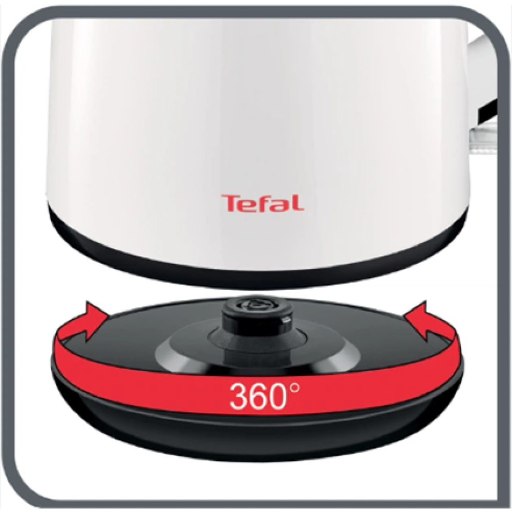 TEFAL Kettle , KO261130 , 2150 W , Electric , 1 L , Plastic , 360° rotational base , White