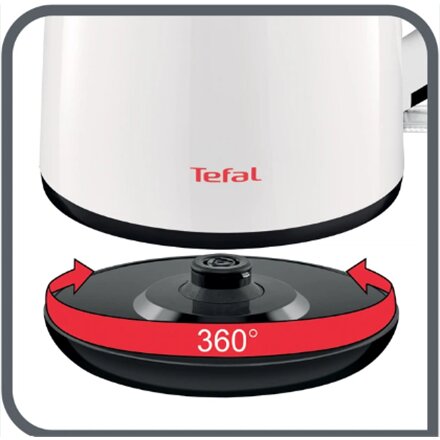 TEFAL Kettle , KO261130 , 2150 W , Electric , 1 L , Plastic , 360° rotational base , White