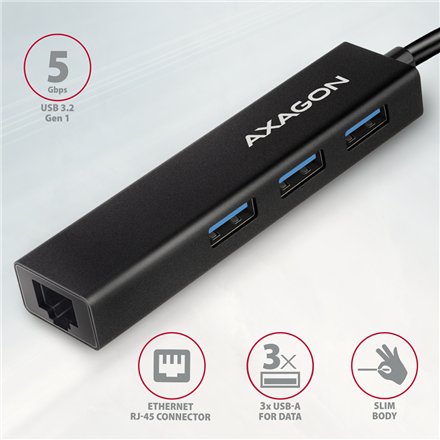 AXAGON SuperSpeed USB-C hub with gigabit LAN , HMC-GL3A