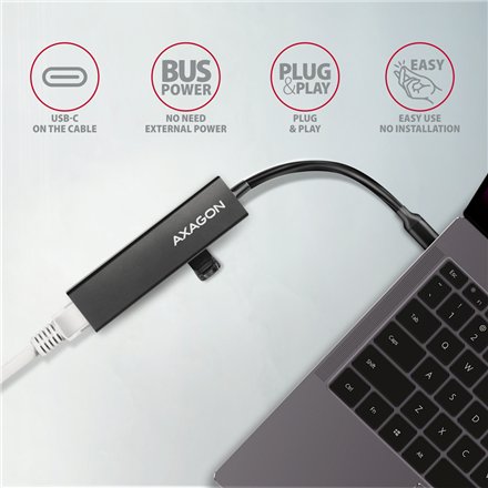 AXAGON SuperSpeed USB-C hub with gigabit LAN , HMC-GL3A