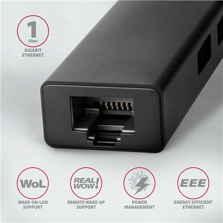 AXAGON SuperSpeed USB-C hub with gigabit LAN , HMC-GL3A