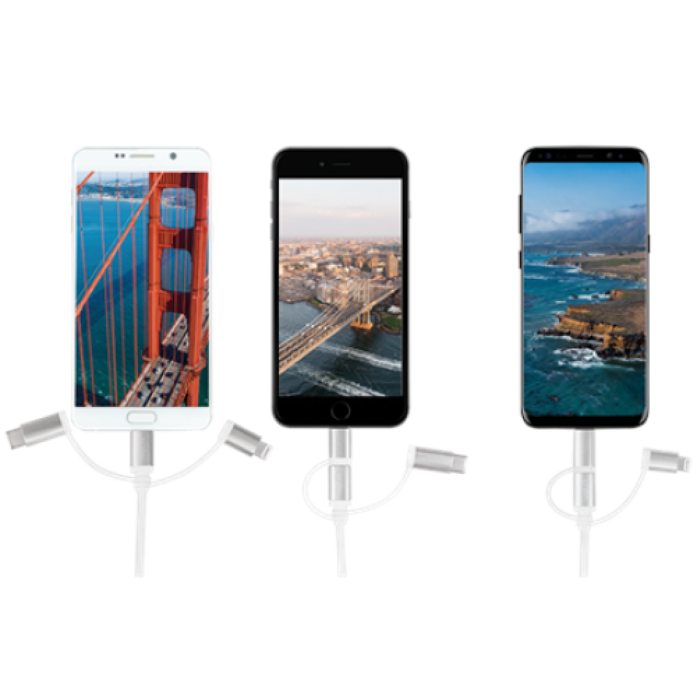 Logilink USB 2.0 micro B/Plug + Lightning/Plug + USB-C/Plug USB 2.0 A/Plug