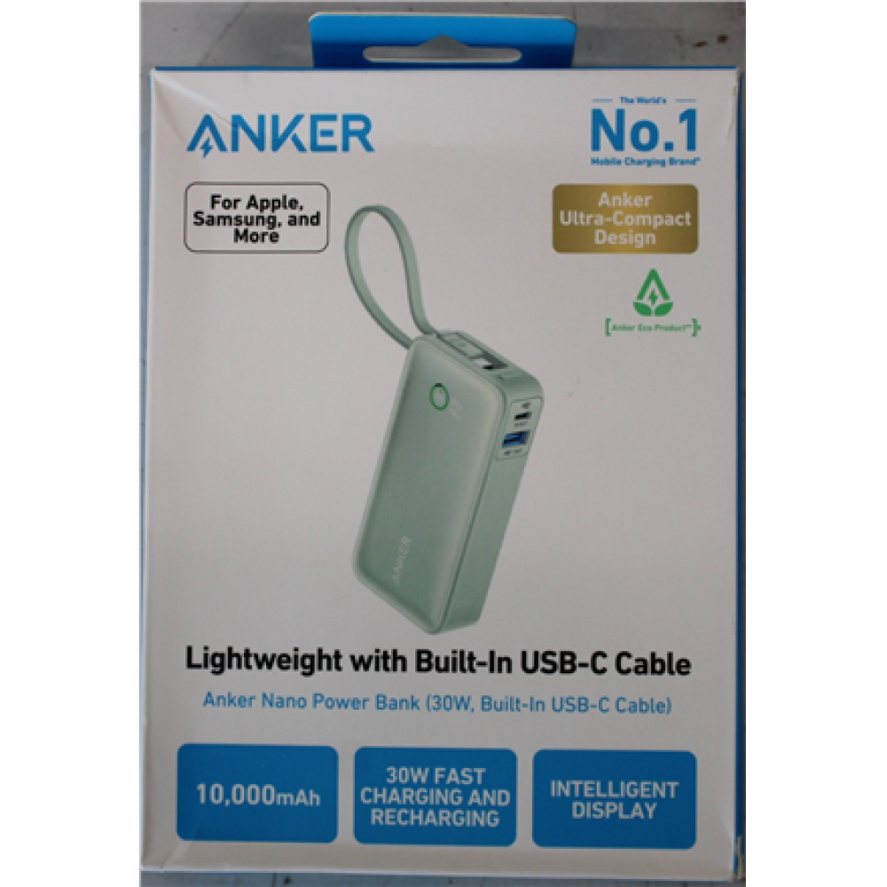 SALE OUT. , Anker 545 Nano Power Bank , A1259G61 , 10000 mAh , Green , DAMAGED PACKAGING, DEMO
