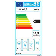 CATA Hood , ARONA 60 BK , Canopy , Energy efficiency class A , Width 59.5 cm , 766 m³/h , Electronic control , LED , Black