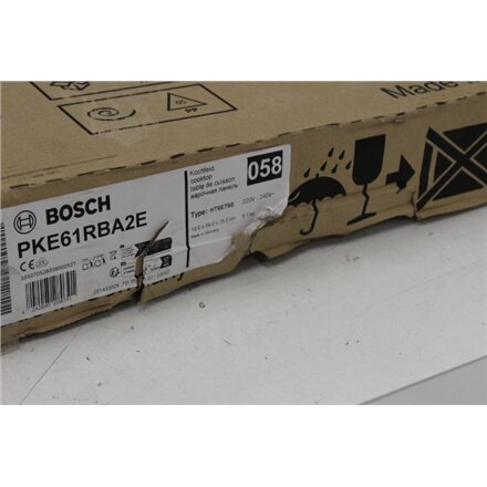 SALE OUT. Bosch PKE61RBA2E Electric Hob, Number of burners/cooking zones 4, Without Frame, Width 60 cm, Black , Bosch Hob , PKE61RBA2E , Electric , Number of burners/cooking zones 4 , Touch , Timer , Black , DAMAGED PACKAGING, MISSING CABLE