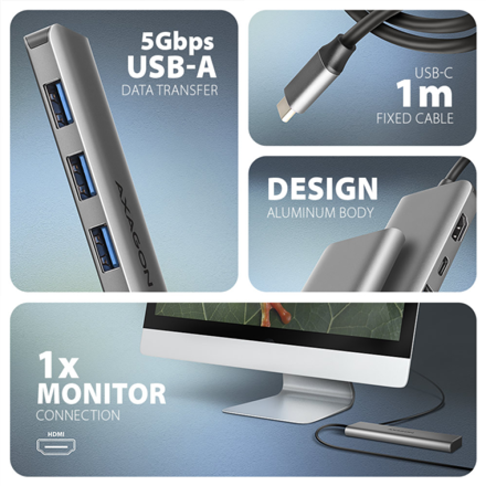 AXAGON USB-C 5Gbps 5in1 hub , HMC-5H