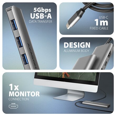 AXAGON USB-C 5Gbps 5in1 hub , HMC-5H