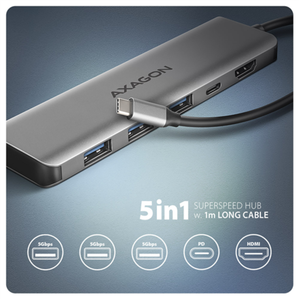 AXAGON USB-C 5Gbps 5in1 hub , HMC-5H