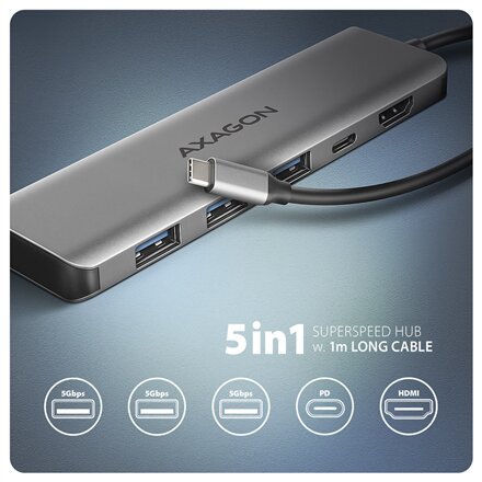 AXAGON USB-C 5Gbps 5in1 hub , HMC-5H