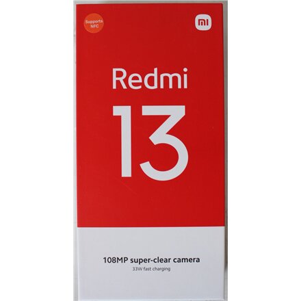 Xiaomi , Redmi , 13 , Midnight Black , 6.79 , IPS LCD , 1080 x 2460 pixels , Mediatek , Internal RAM 8 GB , 256 GB , microSDXC , Dual SIM , Nano SIM , 4G , Main camera resolution 108+2 MP , Secondary camera resolution 13 MP , Android , 14 , 5030 mAh , War