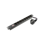 SOMI Networks , 1U, 19″, 8x Schuko PDU Power Panel , PDU08SAS , Black , With Switch; No Protection; Schuko Input; Cord 1.8m