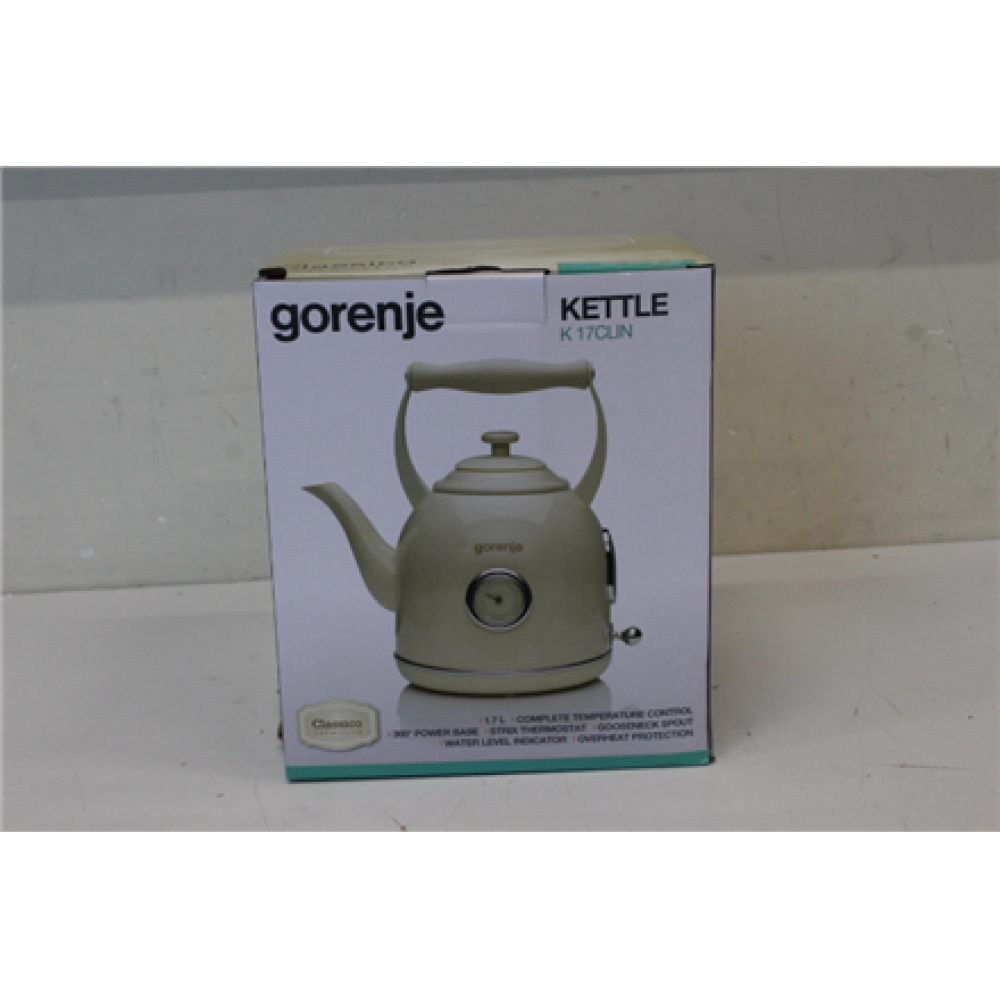 SALE OUT. , Gorenje Kettle , K17CLIN , Electric , 2000 W , 1.7 L , Plastic/Metal , 360° rotational base , Ivory , DAMAGED PACKAGING, DENT ON SIDE