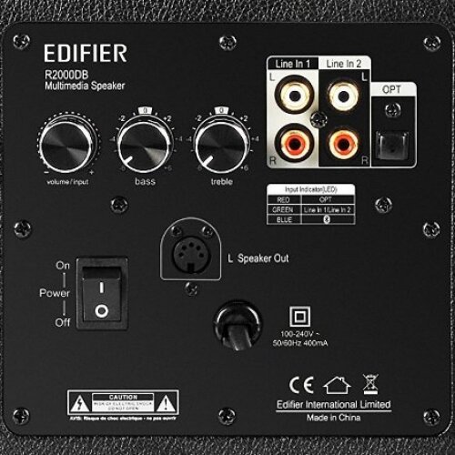 Edifier , R2000DB , 24Wx2 + 36Wx2 (DRC On) W , Bluetooth , Black , 4 Ω , 120 W , Bluetooth speaker