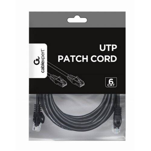 UTP Cat6 , Patch cord , PVC AWG 26 (7 x 0.15 mm wire) , Black , 5 m