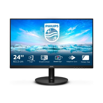 Philips , LCD Monitor , 242V8LA/00 , 23.8 , VA , FHD , 16:9 , 75 Hz , 4 ms , 1920 x 1080 pixels , 250 cd/m² , Headphone out , HDMI ports quantity 1 , Black