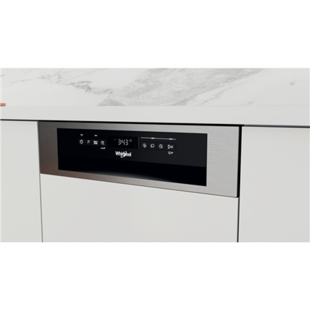 Whirlpool Dishwasher , WSBO 3O34 PF X , Built-in , Width 45 cm , Number of place settings 10 , Number of programs 8 , Energy efficiency class D , Display , Stainless steel