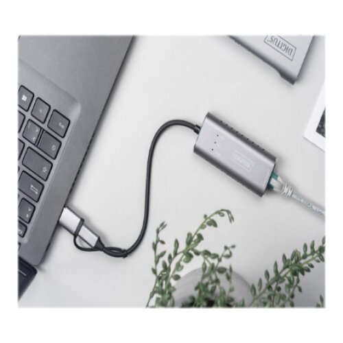 Digitus , USB Type-C Gigabit Ethernet Adapter 2.5G, USB-C + USB A (USB3.1/3.0) , DN-3028 , USB3.0/USB C 3.1 to 2.5G Ethernet Adapter