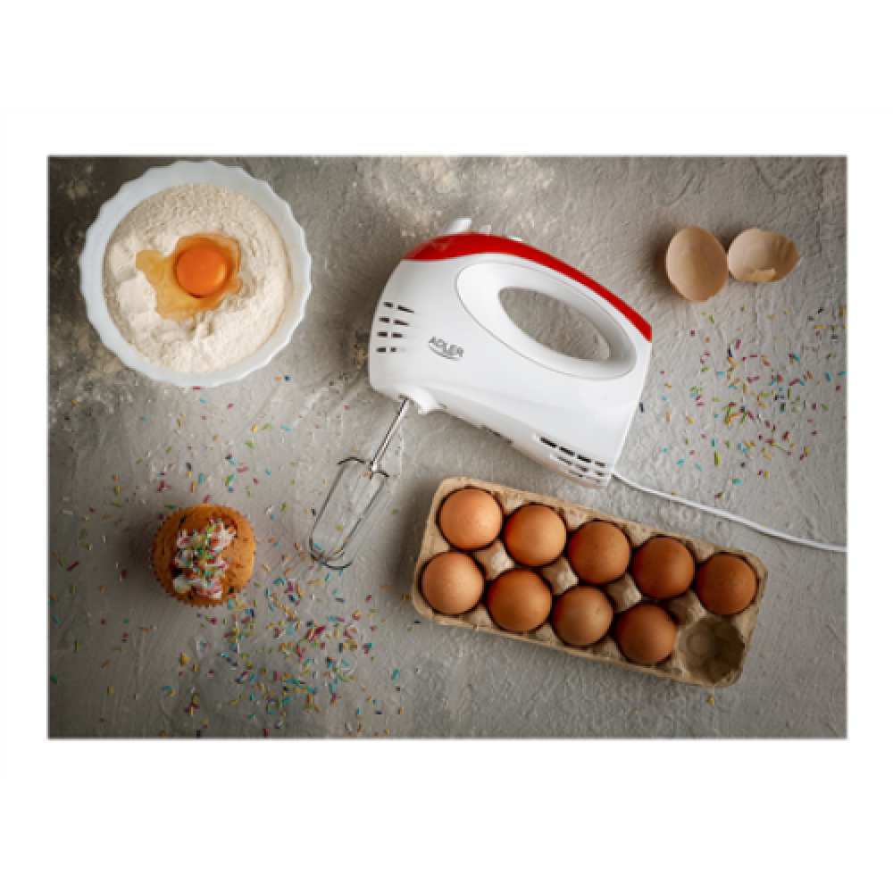Adler , Mixer , AD 4212 , Hand Mixer , 300 W , Number of speeds 5 , Turbo mode , White