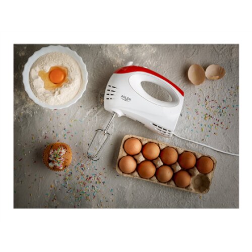 Adler , Mixer , AD 4212 , Hand Mixer , 300 W , Number of speeds 5 , Turbo mode , White