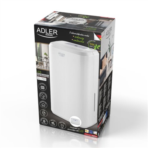 Adler , Compressor Air Dehumidifier , AD 7861 , Power 280 W , Suitable for rooms up to 60 m³ , Water tank capacity 2 L , White