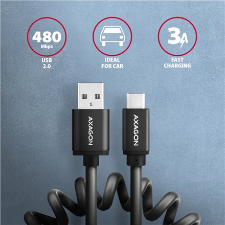 AXAGON , Data and charging USB 2.0 cable, 0.6 m , BUCM-AM10TB , USB-A to USB-C