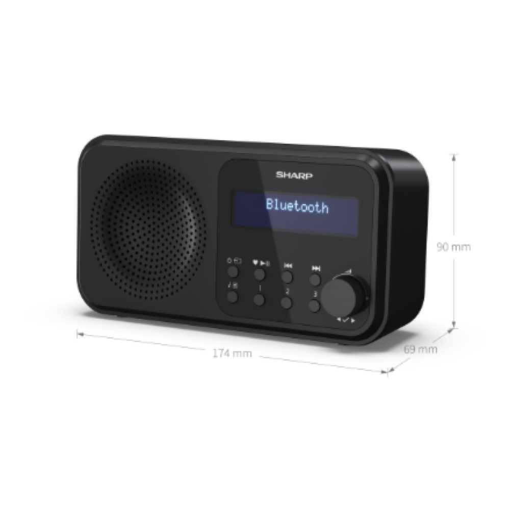 Sharp DR-P420(BK) Tokyo Portable Digital Radio, FM/DAB/DAB+, Bluetooth 5.0, USB or Battery Powered, Midnight Black , Sharp , Tokyo Portable Digital Radio , DR-P420(BK) , Bluetooth , Midnight Black