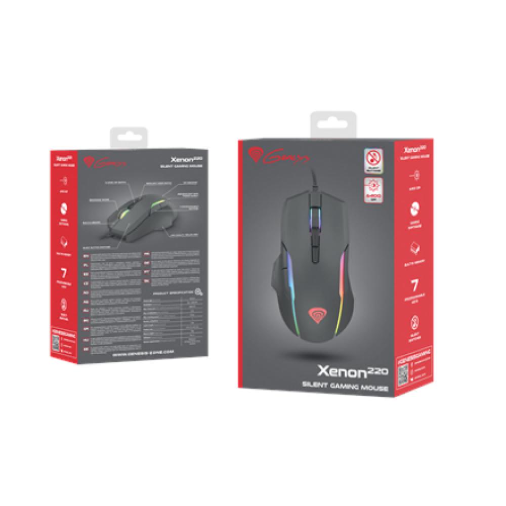 GENESIS Xenon 220 Gaming Mouse, 500 - 6400DPI, Wired, Black , Genesis