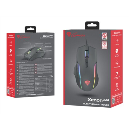GENESIS Xenon 220 Gaming Mouse, 500 - 6400DPI, Wired, Black , Genesis