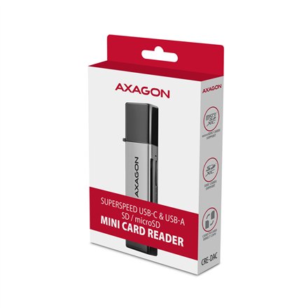 AXAGON Mobile USB 3.2 Gen 1 MINI card reader with USB-C and USB-A connectors , CRE-DAC