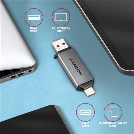 AXAGON Mobile USB 3.2 Gen 1 MINI card reader with USB-C and USB-A connectors , CRE-DAC