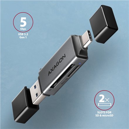 AXAGON Mobile USB 3.2 Gen 1 MINI card reader with USB-C and USB-A connectors , CRE-DAC