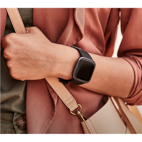 Fitbit Versa 2 Smart watch, NFC, OLED, Touchscreen, Heart rate monitor, Activity monitoring 24/7, Waterproof, Bluetooth, Wi-Fi, Black/Carbon Aluminum