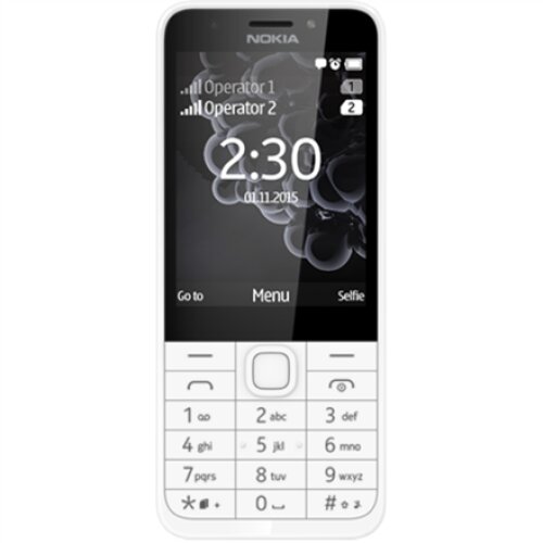 Nokia , 230 , Silver , 2.8 , TFT , 16 MB , N/A MB , Dual SIM , Mini-SIM , Bluetooth , 3.0 , USB version microUSB 1.1 , Built-in camera , Main camera 2 MP , Secondary camera 2 MP , 1200 mAh