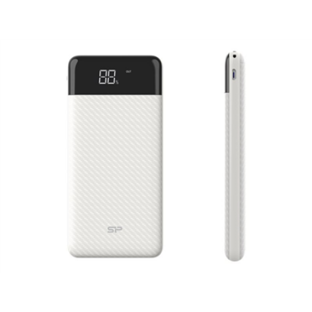Silicon Power Powerbank GP28 Li-Polymer Carbon fiber texture provides a more secure grip, while the rounded shape is ergonomic; Battery indicator shows exact remaining percentage on a digitized LED display; Input High-Voltage Protection, Output High-Volta