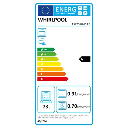 Whirlpool Oven , AKZ9S 8260 FB , 73 L , Electric , Hydrolytic , Electronic , Steam function , Convection , Height 59.5 cm , Width 59.5 cm , Black