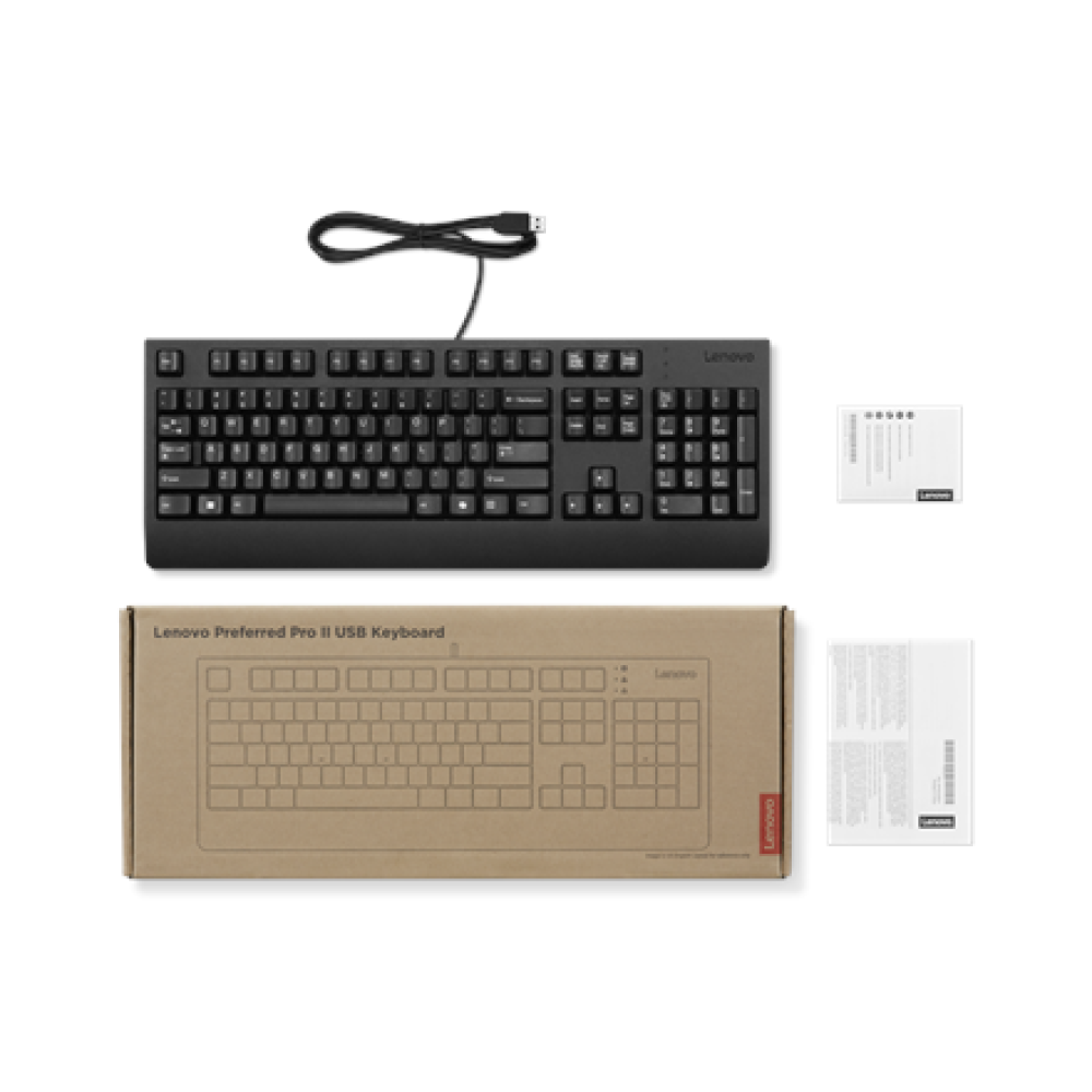 Lenovo Preferred Pro II USB Keyboard-US Euro , Keyboard , Wired , US Euro , Black , USB-A
