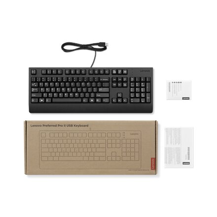 Lenovo Preferred Pro II USB Keyboard-US Euro , Keyboard , Wired , US Euro , Black