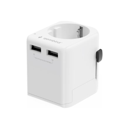 Gembird EU to Universal travel power adapter, 12W , TPA-EU2A12-01-W , 5 V