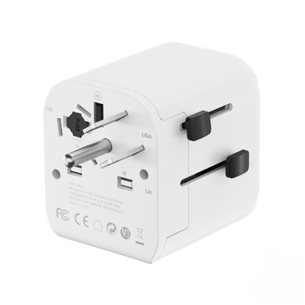 Gembird EU to Universal travel power adapter, 12W , TPA-EU2A12-01-W , 5 V
