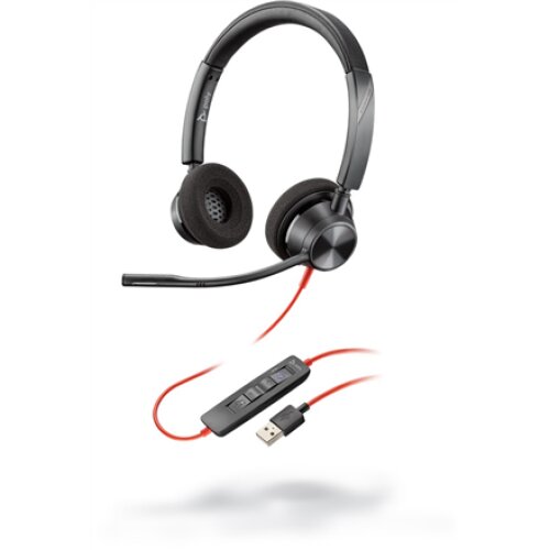 Poly - Plantronics Blackwire C3320 Microsoft Teams Headset Poly USB-A Headset Built-in microphone Black Wired USB Type-A