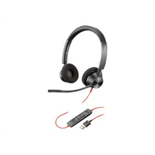 Poly - Plantronics Blackwire C3320 Microsoft Teams Headset Poly USB-A Headset Built-in microphone Black Wired USB Type-A