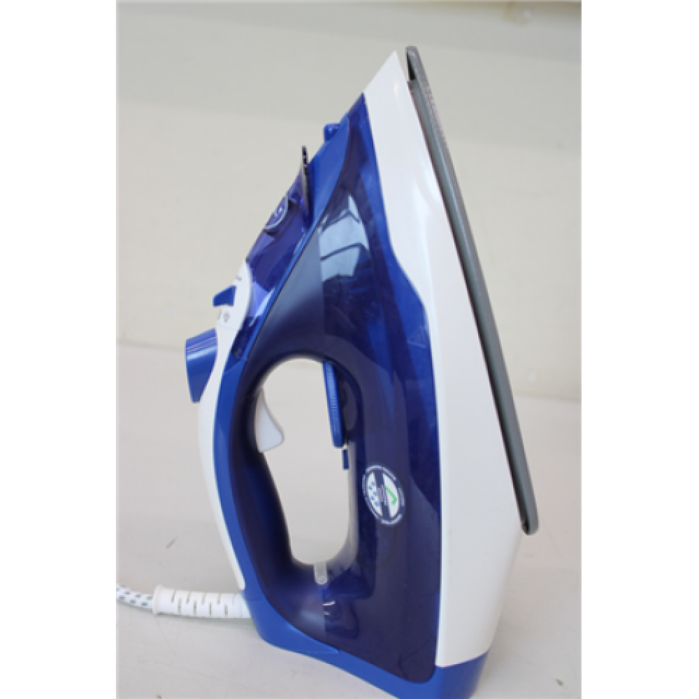 SALE OUT. TEFAL FV2838E0 Steam Iron, Water Tank 0.27 L, Countinuous Steam 40 g/min, Blue/White , TEFAL FV2838E0 , Steam Iron , 2400 W , Water tank capacity 270 ml , Continuous steam 40 g/min , Blue/White , DAMAGED PACKAGING, BROKEN CORPUS ON SIDE
