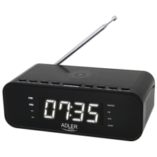 Adler , AD 1192B , Alarm Clock with Wireless Charger , W , AUX in , Black , Alarm function