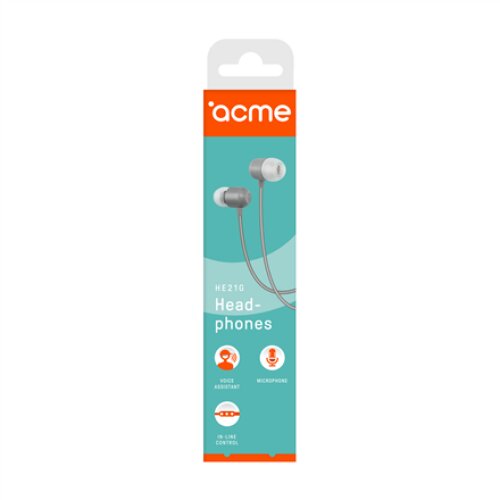 ACME HE21G Earphones With Mic Acme , Earphones , HE21G , 3.5 mm 4-pin , Grey