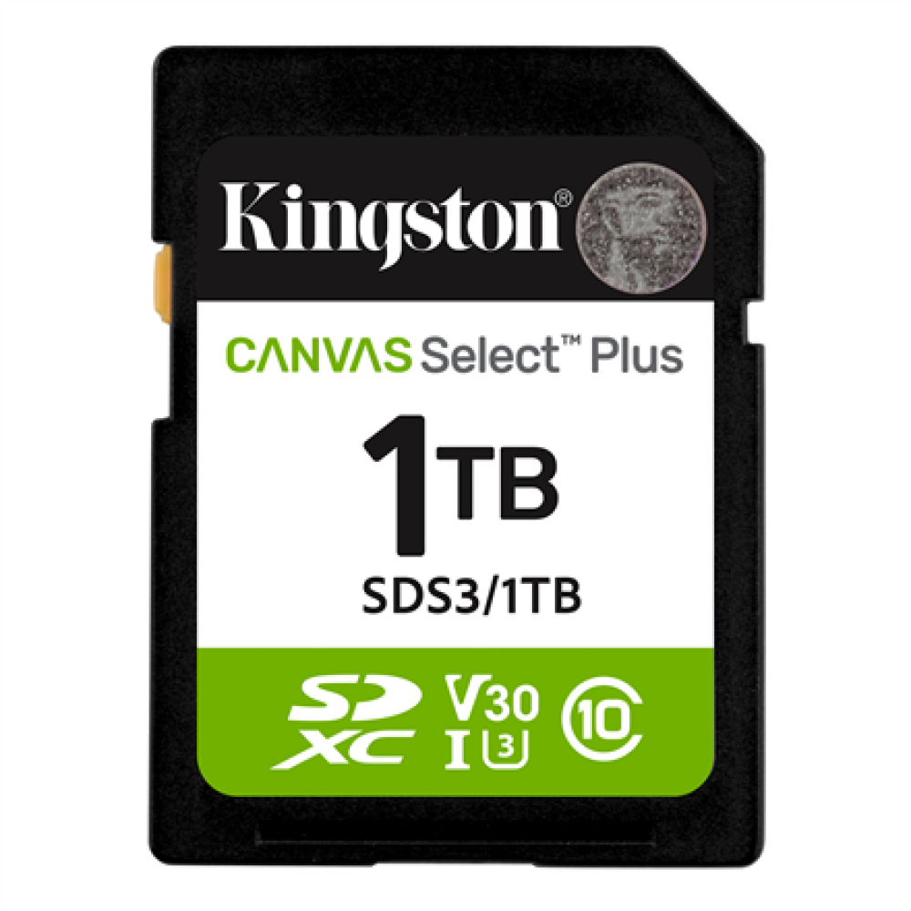 Kingston Canvas Select Plus , 1000 GB , SD , Flash memory class Class 10, UHS-I, U1/U3, Video Class 10/30