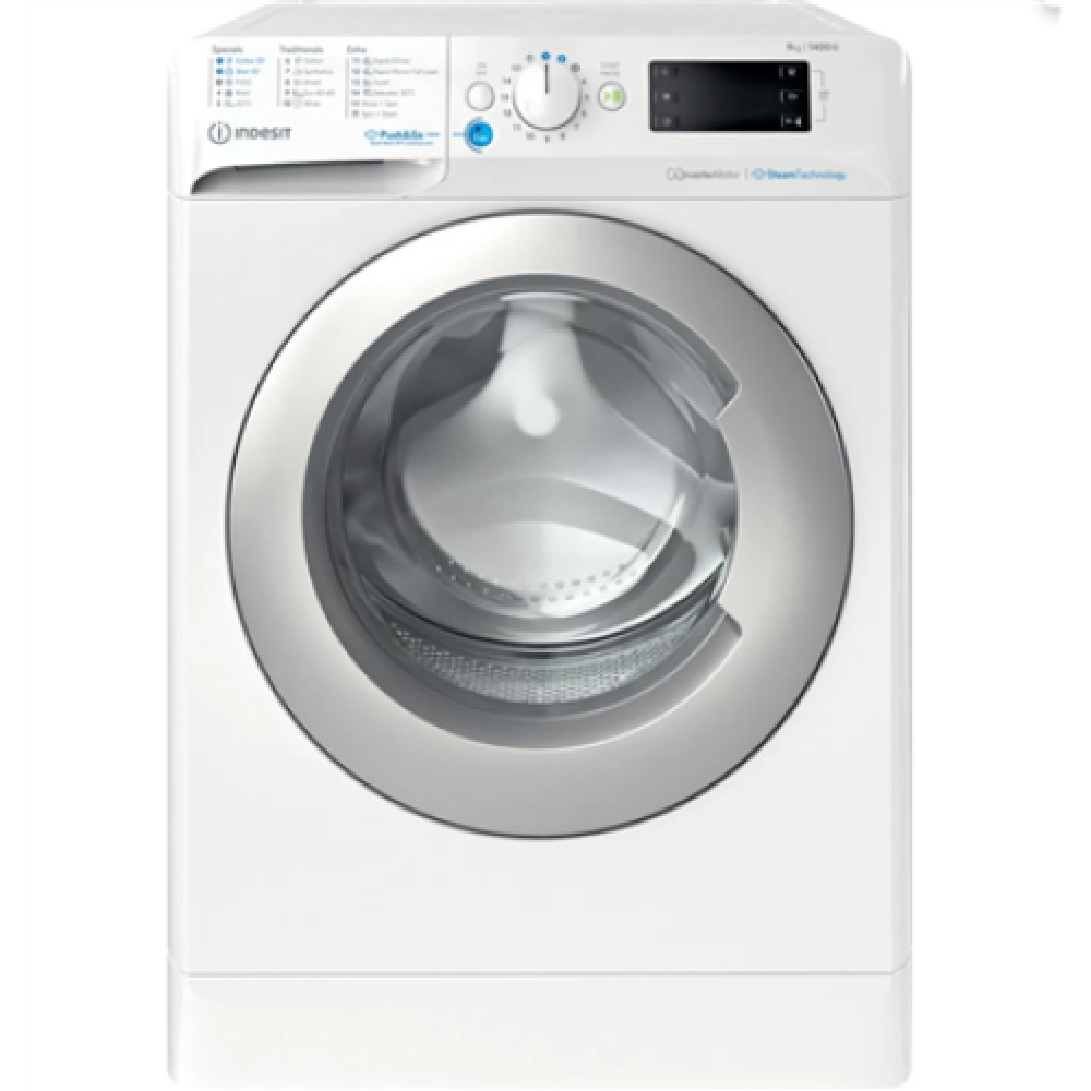 INDESIT , Washing Machine , BWE 91496X WSV EE , Energy efficiency class A , Front loading , Washing capacity 9 kg , 1400 RPM , Depth 63 cm , Width 59.5 cm , Digital , White