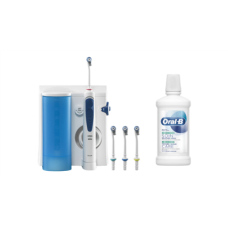 OxyJet Oral Irrigator Pack with Mouthwash , 600 ml , Number of heads 4 , White/Blue