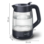 TEFAL Kettle , KO2G08E0 , 2000 W , Electric , 1.7 L , Heat-resistant glass , 360° rotational base , Black/Transparent