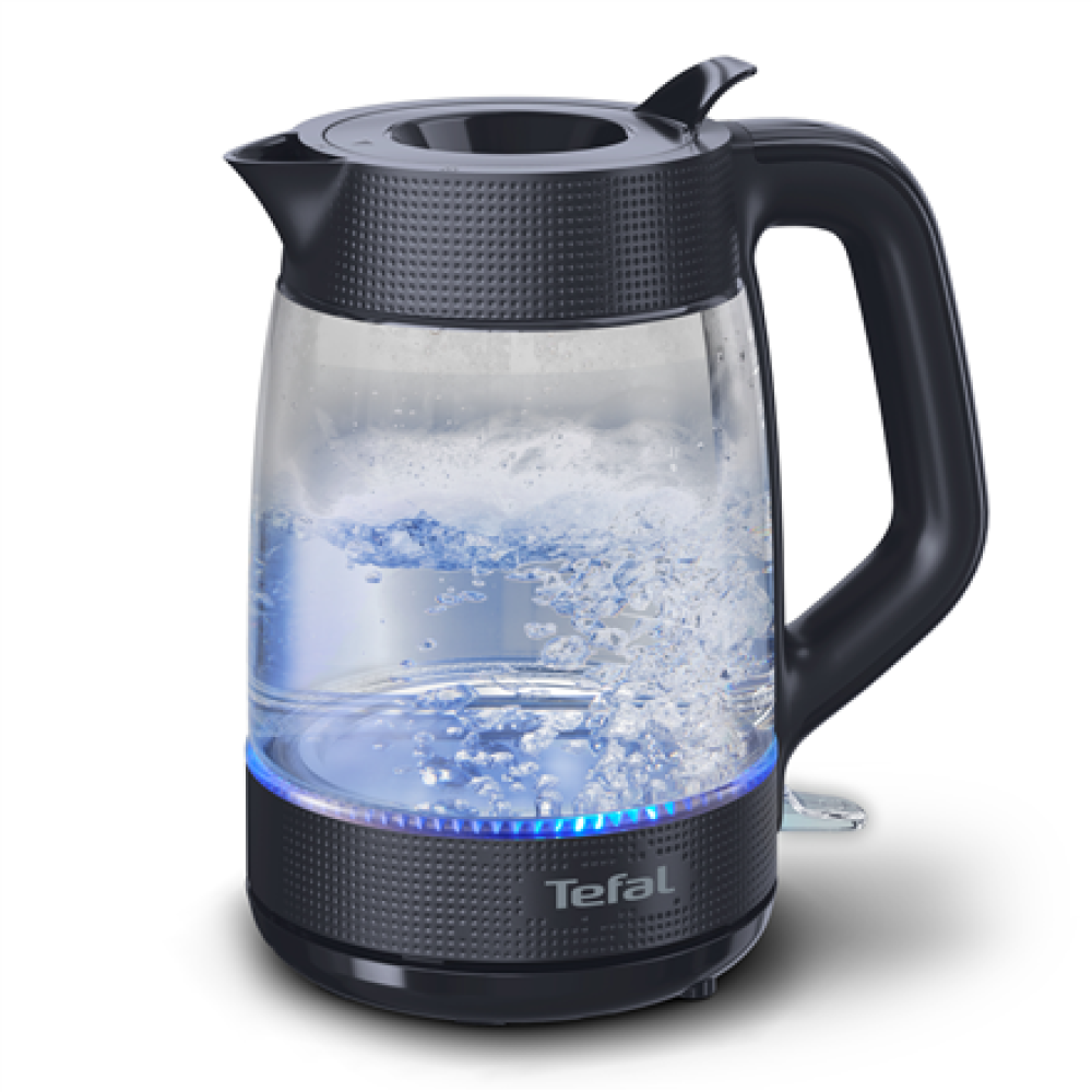 TEFAL Kettle , KO2G08E0 , 2000 W , Electric , 1.7 L , Heat-resistant glass , 360° rotational base , Black/Transparent