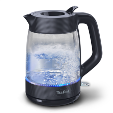 TEFAL Kettle , KO2G08E0 , 2000 W , Electric , 1.7 L , Heat-resistant glass , 360° rotational base , Black/Transparent